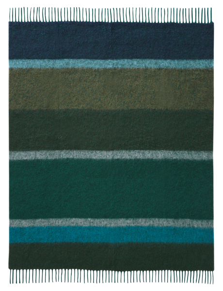 Biederlack Fransenplaid 'Mohair Look Emerald' 130 x 190 cm Blau - Grün